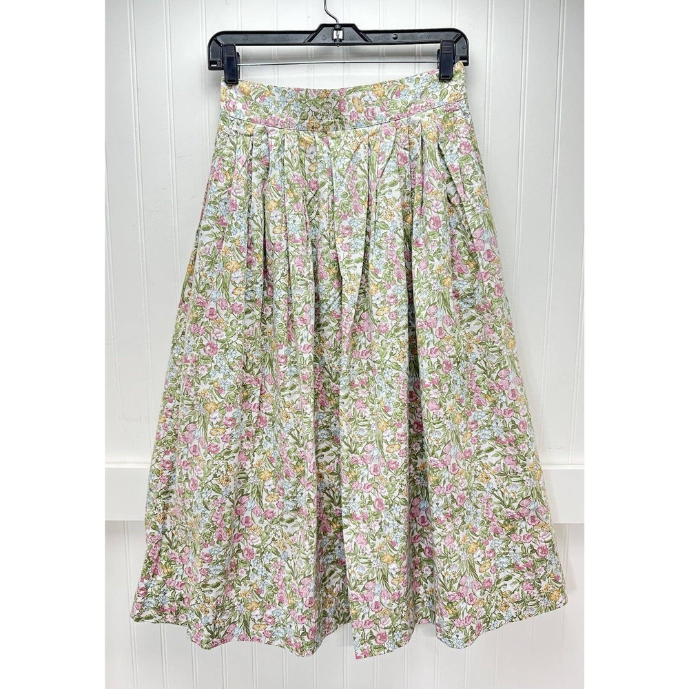 Vintage Mary Elizabeths Closet Pleated Floral Maxi Skirt 12 (27" Waist) Cottage
